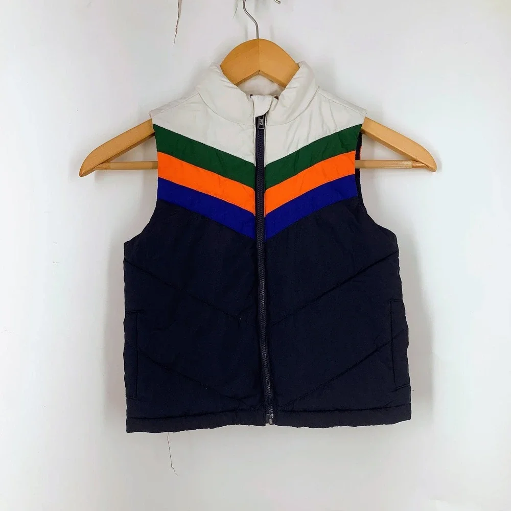 Janie and Jack Kids Retro Chevron Colorblock Puffer Vest Zip Up Size‎ 3/4T
